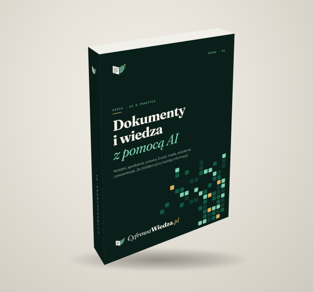 Okładka ebooka „Dokumenty i wiedza z pomocą AI”